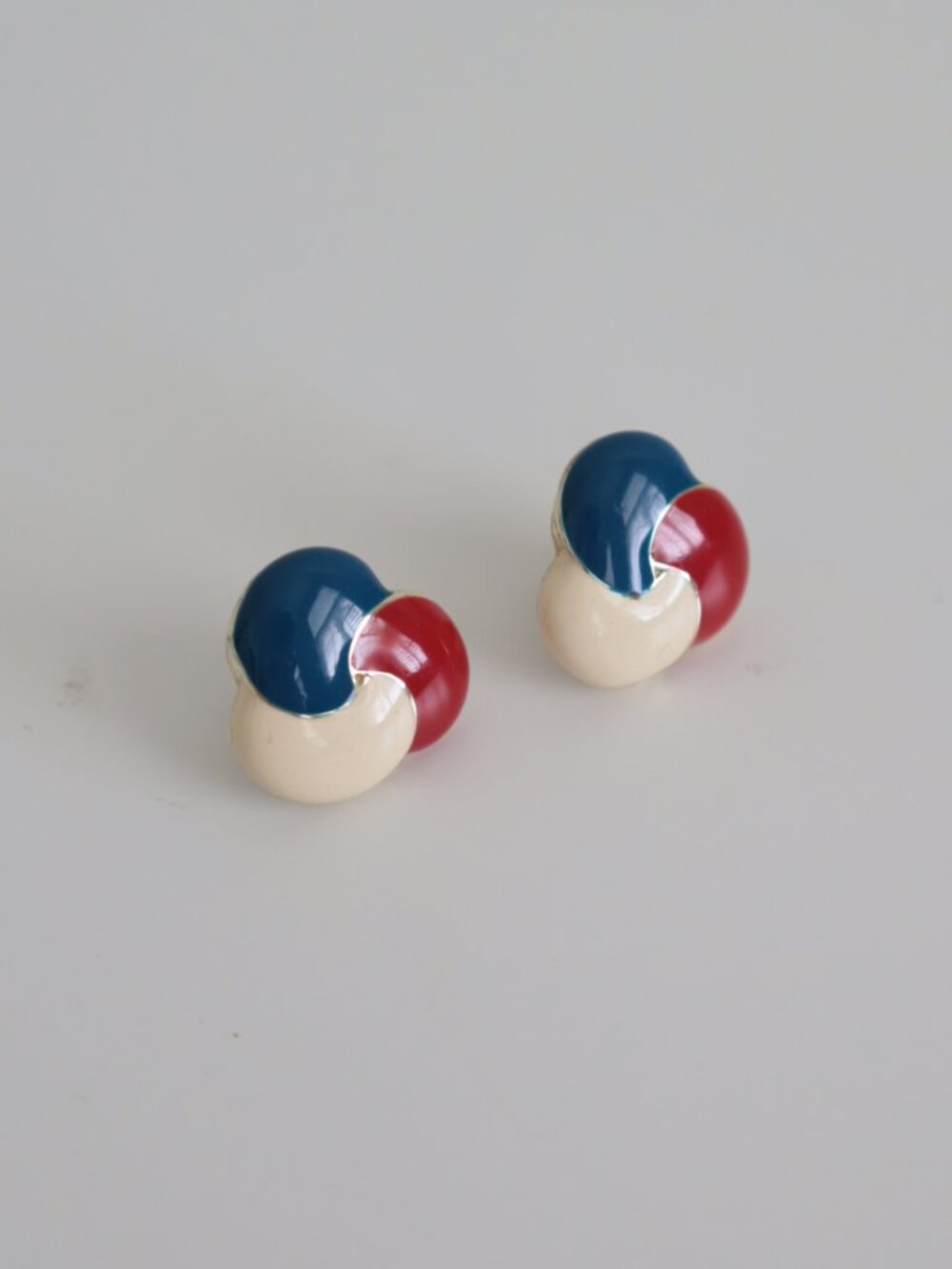 Vintage Enamel Red White and Blue Earrings